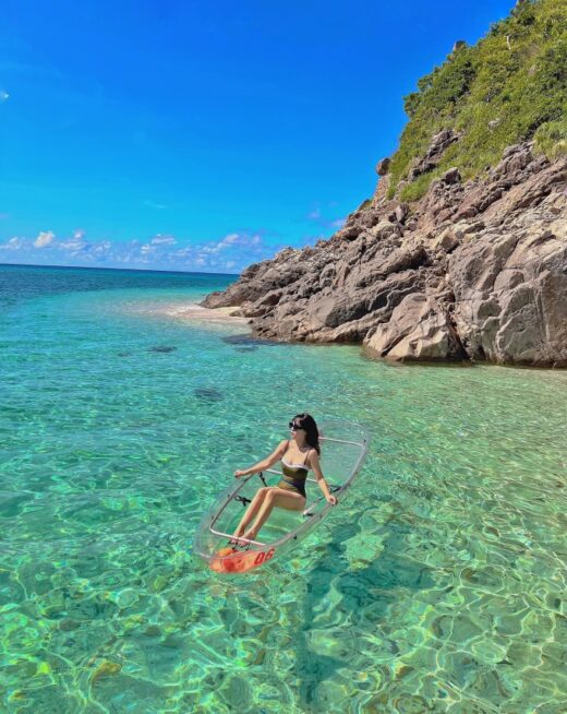 Two transparent kayaking spots