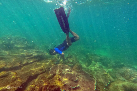 Pioneers pick up trash in the sea