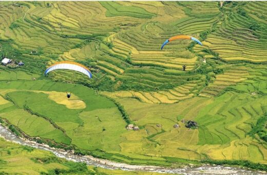 Paragliding at Mu Cang Chai attracts young people, an interesting “flying” experience should try once in a lifetime