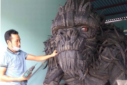 Turn old tires into “King Kong”, selling for 65 million VND