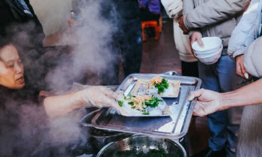 Not fish sauce, Ha Giang rice rolls are served with hot broth