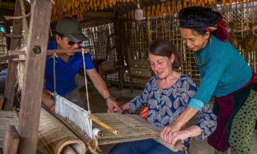 Traditional Hmong weaving turns flax into fabric